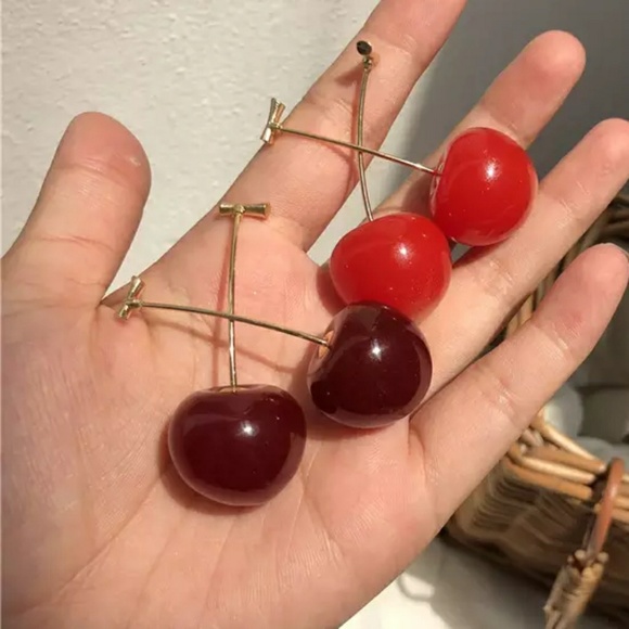 🦋New! Cherry Drop Earrings - Picture 3 of 5